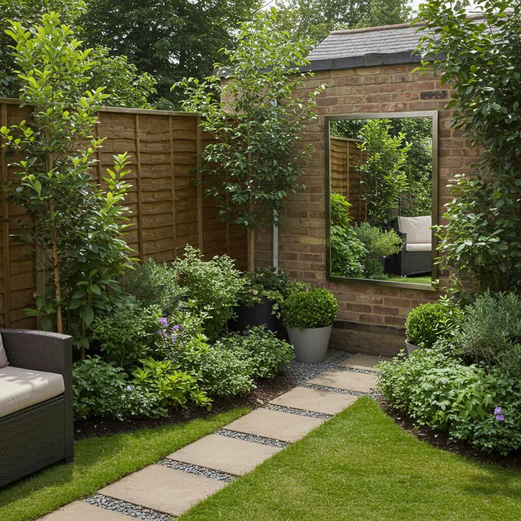 15. Craft a Garden Mirror for Small Spaces