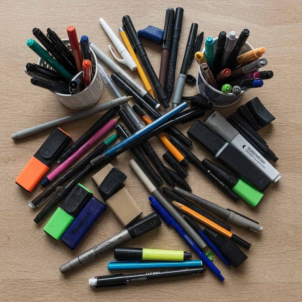 Dried up pens and markers