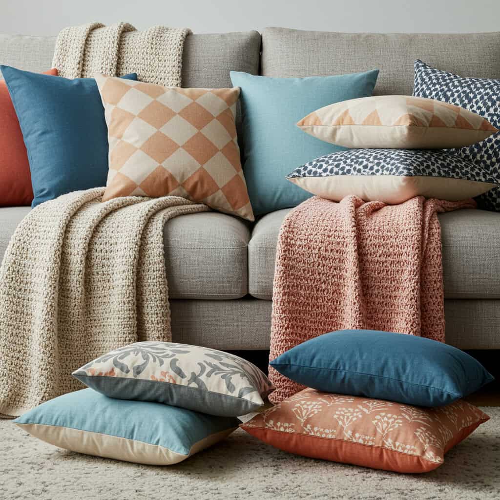 7. Swapping Throw Pillows and Blankets