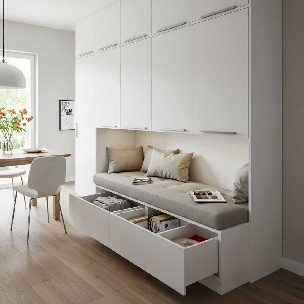 12. Built-In Seating with Hidden Storage