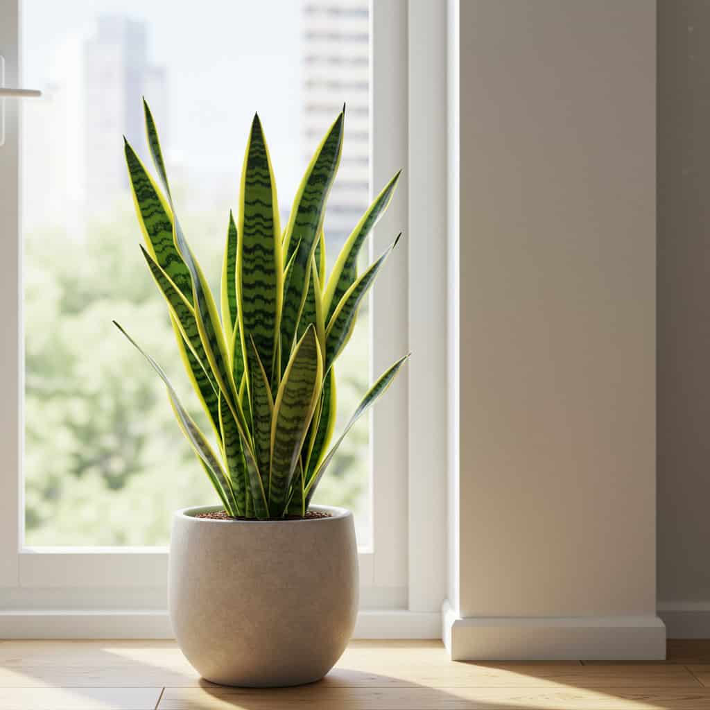 1. Snake Plant (Sansevieria)